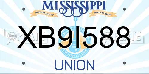 XB9I588 Mississippi License Plate