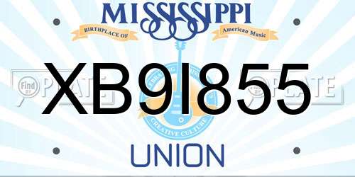 XB9I855 Mississippi License Plate