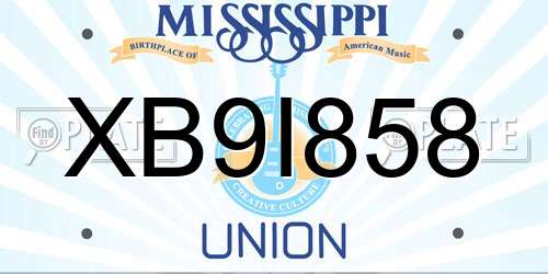 XB9I858 Mississippi License Plate