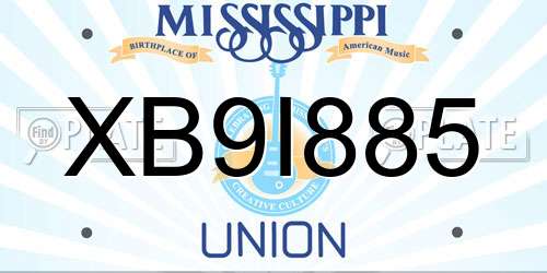 XB9I885 Mississippi License Plate
