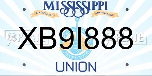 XB9I888 Mississippi License Plate