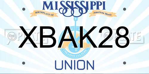 XBAK28 Mississippi License Plate