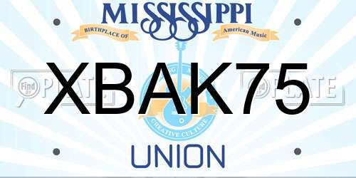 XBAK75 Mississippi License Plate