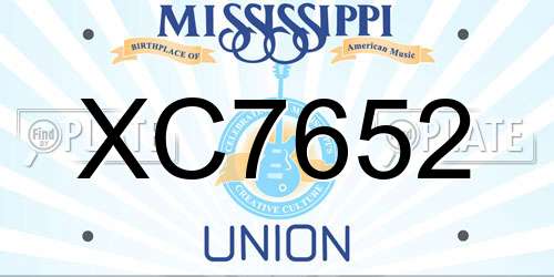 XC7652 Mississippi License Plate