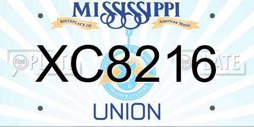 XC8216 Mississippi License Plate