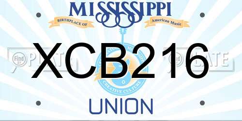 XCB216 Mississippi License Plate