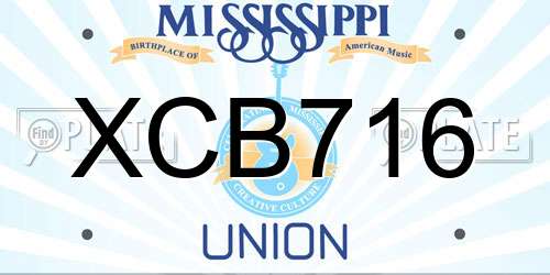 XCB716 Mississippi License Plate
