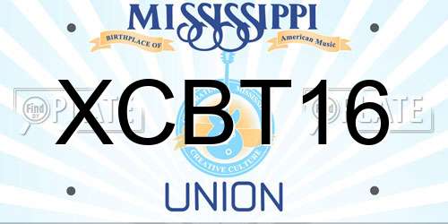 XCBT16 Mississippi License Plate
