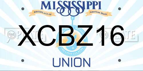 XCBZ16 Mississippi License Plate