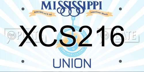 XCS216 Mississippi License Plate