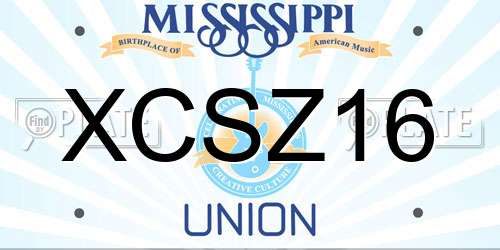 XCSZ16 Mississippi License Plate