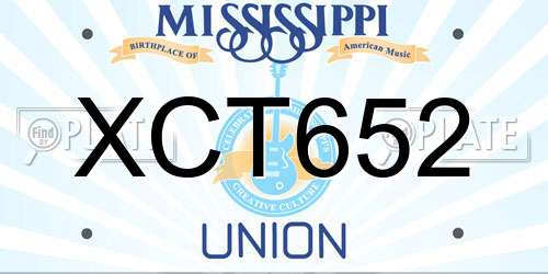 XCT652 Mississippi License Plate