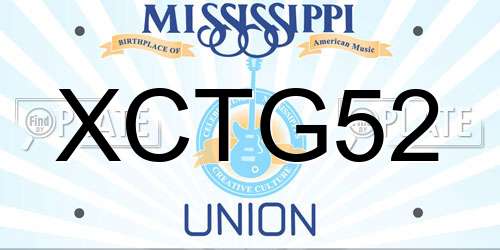 XCTG52 Mississippi License Plate