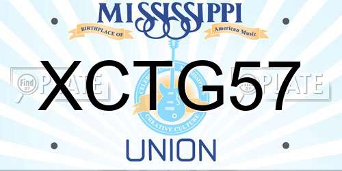 XCTG57 Mississippi License Plate