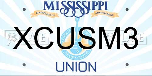 XCUSM3 Mississippi License Plate