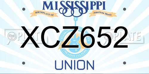 XCZ652 Mississippi License Plate