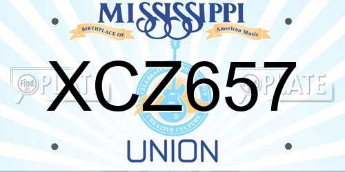 XCZ657 Mississippi License Plate