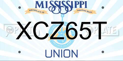 XCZ65T Mississippi License Plate