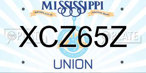 XCZ65Z Mississippi License Plate