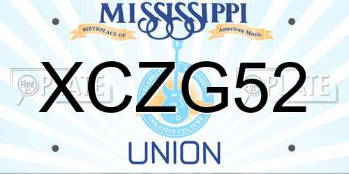 XCZG52 Mississippi License Plate