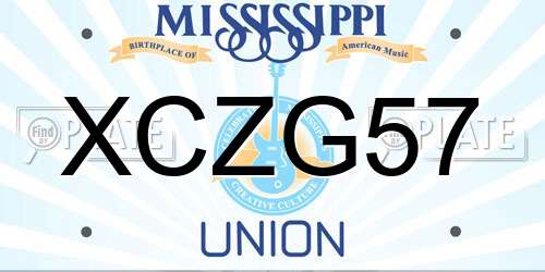 XCZG57 Mississippi License Plate