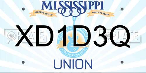 XD1D3Q Mississippi License Plate