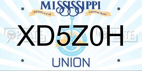 XD5Z0H Mississippi License Plate