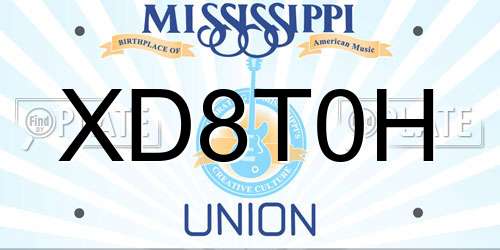XD8T0H Mississippi License Plate