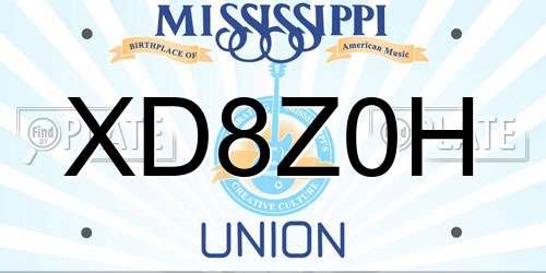 XD8Z0H Mississippi License Plate
