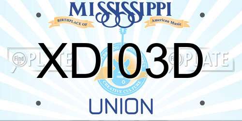 XDI03D Mississippi License Plate