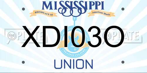 XDI03O Mississippi License Plate