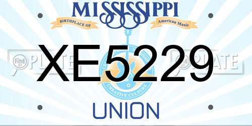 XE5229 Mississippi License Plate