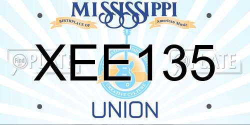 XEE135 Mississippi License Plate