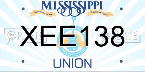 XEE138 Mississippi License Plate