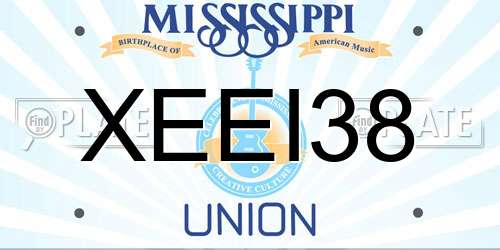 XEEI38 Mississippi License Plate