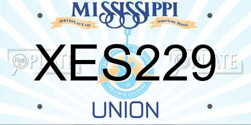 XES229 Mississippi License Plate