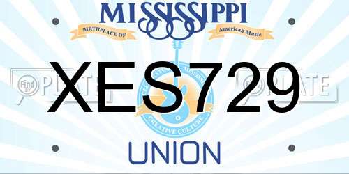 XES729 Mississippi License Plate