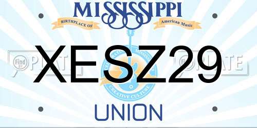 XESZ29 Mississippi License Plate