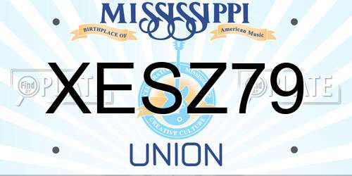 XESZ79 Mississippi License Plate