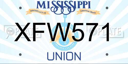 XFW571 Mississippi License Plate