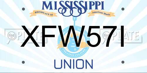 XFW57I Mississippi License Plate