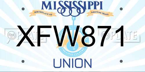 XFW871 Mississippi License Plate