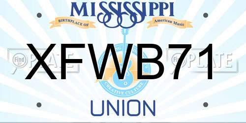 XFWB71 Mississippi License Plate