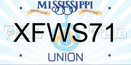 XFWS71 Mississippi License Plate