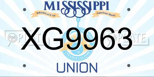 XG9963 Mississippi License Plate