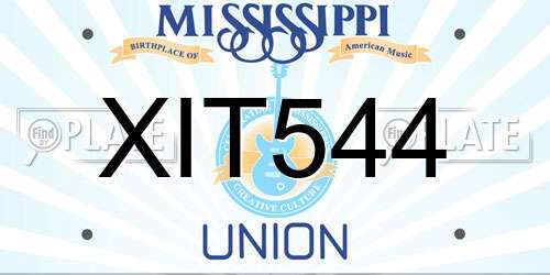 XIT544 Mississippi License Plate