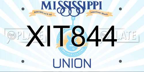 XIT844 Mississippi License Plate