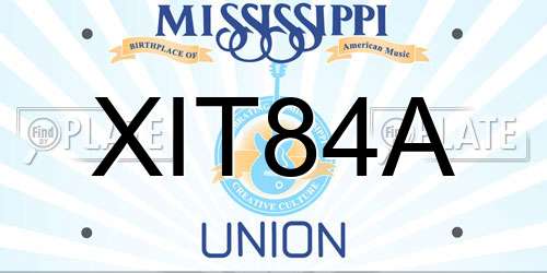 XIT84A Mississippi License Plate