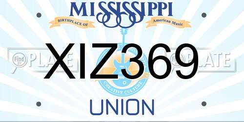 XIZ369 Mississippi License Plate