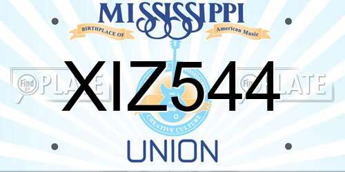 XIZ544 Mississippi License Plate